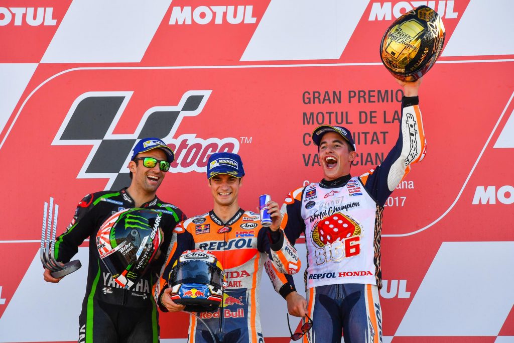 zarco marquez pedrosa valencia gp motogp cheste Ricardo Tormo podio