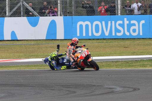 Márquez y Rossi, en su incidente en Termas
