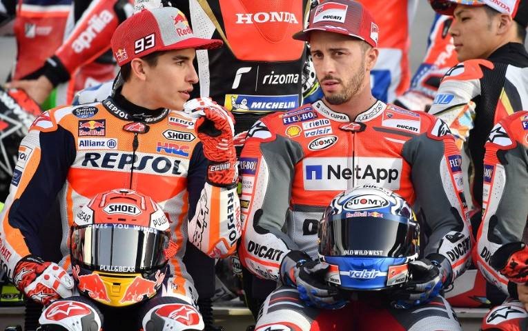 Marc Marquez (SPA) Andrea Dovizioso (ITA) MotoGP GP Qatar 2018 (Circuit Losail) 16-18.03.2018 photo: Michelin