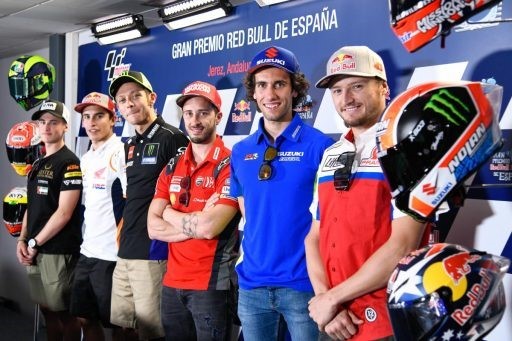 marc marquez, alex rins, valentino rossi, jack miller, andrea dovizioso, jaume masia, gp españa