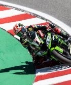 Jonathan Rea pilotando la Kawasaki en Laguna Seca