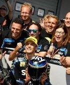 Luca Marini en el parque cerrado después de la sesión de clasificación de Moto2 en el Gran Premio de Alemania