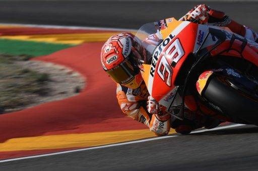 Marc Márquez durante los entrenamientos de MotoGP en el Gran Premio de Aragón