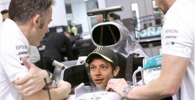 Rossi Hamilton Yamaha Mercedes Cheste intercambio