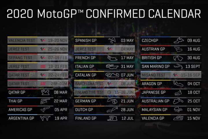 Calendario MotoGP 2020 Calendario MotoGP 2020