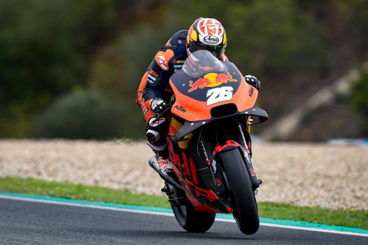 Dani Pedrosa durante el último test de MotoGP en Jerez pilotando la KTM
