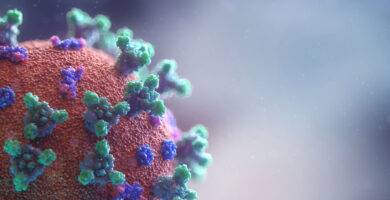 Imagen simulada de un virus al microscopio