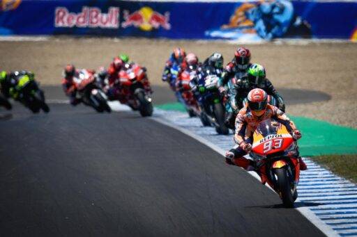 Carrera de MotoGP de 2019 en el Circuito de Jerez Ángel Nieto con Marc Márquez al frente