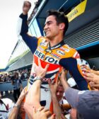 Dani Pedrosa en el parque cerrado de MotoGP después de ganar una carrera con Honda