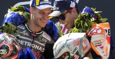 Fabio Quartararo y Marc Márquez en el podio de MotoGP
