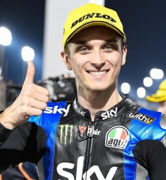 Luca Marini durante la carrera de Qatar
