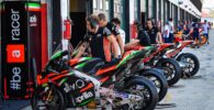 Aprilia frente al box en el último test de MotoGP en Misano