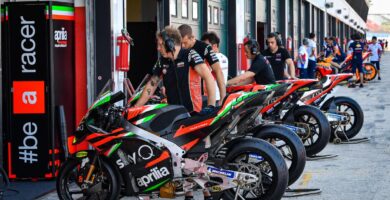 Aprilia frente al box en el último test de MotoGP en Misano
