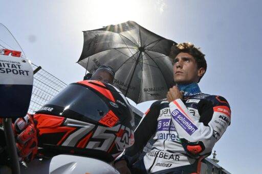 Albert Arenas en la parrilla de salida previa a la carrera de Moto3 del Gran Premio de Andalucía