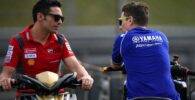 Michele Pirro y Jorge Lorenzo hablando durante unos test de MotoGP