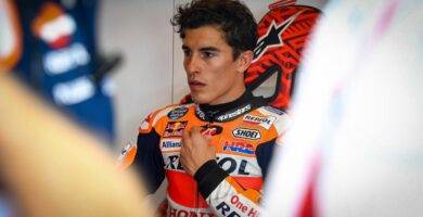 Marc Márquez en el box de Honda durante el último gran premio de MotoGP Costa
