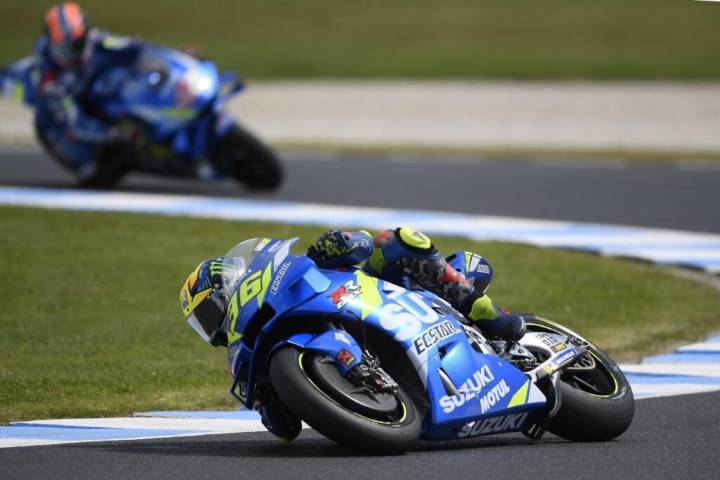 Joan Mir y Álex Rins durante la carrera de MotoGP