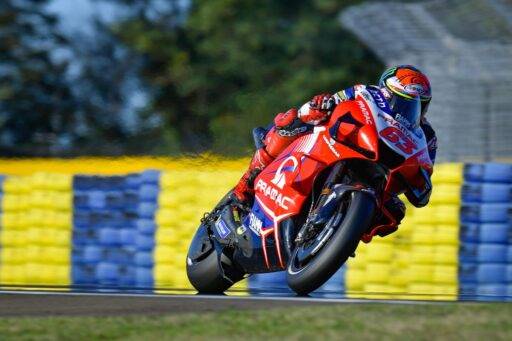 Pecco Bagnaia durante la sesión de clasificación de MotoGP del Gran Premio de Francia