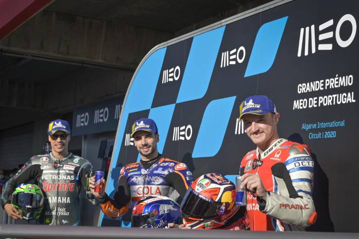 Franco Morbidelli, Jack Miller y Miguel Oliveira