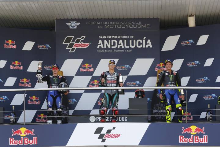 Viñales, Quartararo y Rossi en Jerez