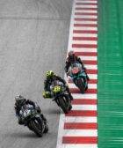 Maverick Viñales Fabio Quartararo Valentino Rossi pilotando la Yamaha durante una carrera de MotoGP