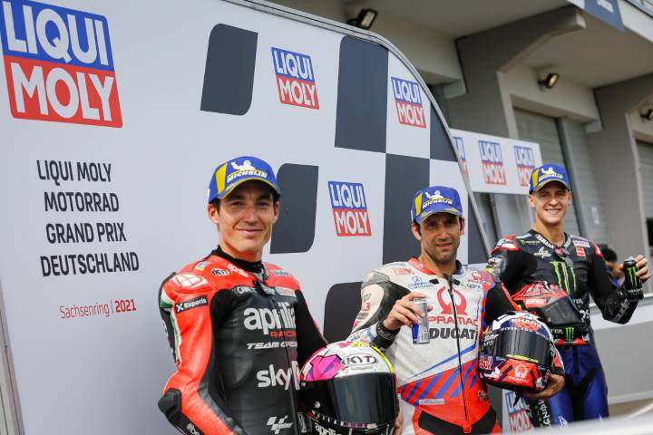 Johann Zarco Fabio Quartararo Aleix Espargaró primera fila motogp alemania